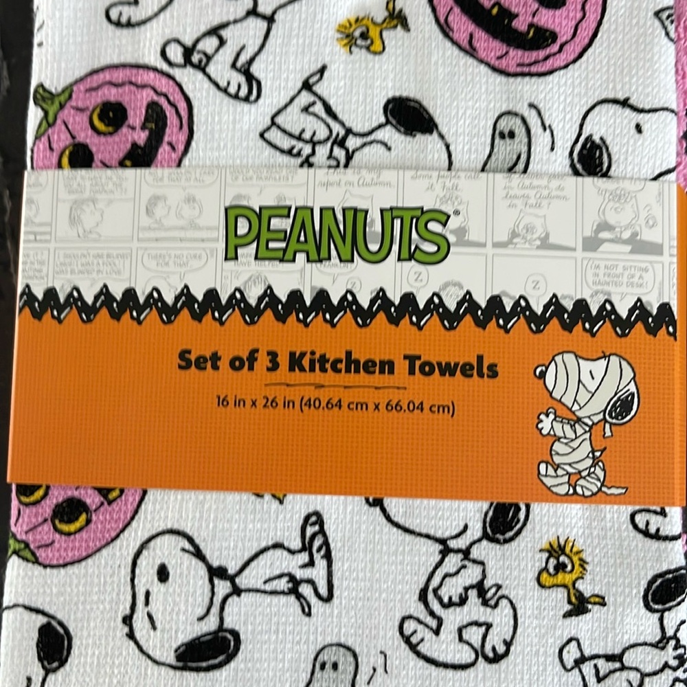 🆕PEANUTS SNOOPY HALLOWEEN 🎃 SET OF 3 KITCHEN TOWELS - Picture 5 of 7